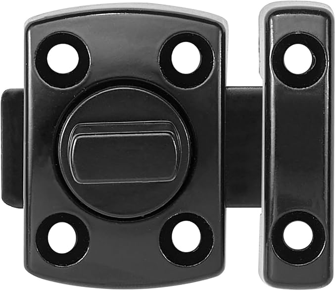 4 Set Black Rotate Bolt Gate Latches,Enhanced Security for Doors | Zinc Alloy Cabinet Lock,Pet Door Lock, for Drawer,Storage Box,Locker,Closet,Pet Cage,Wine Cabinet,Protect Privacy