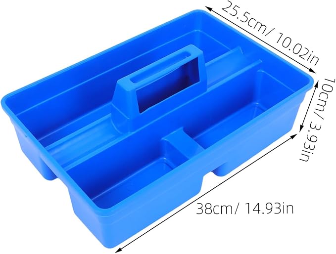 DOITOOL Portable Divided Tote Organizer Box for Veterinary Tools, Hard Plastic Storage Case with Handle, Multiuse Organizer for Farm and Livestock Supplies, Blue