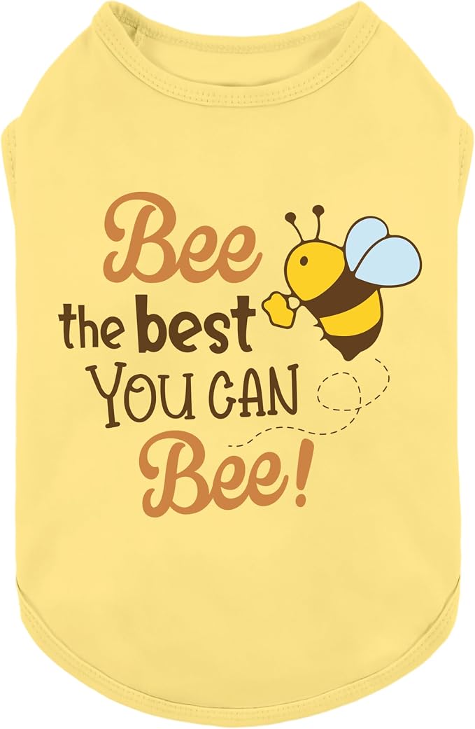 Fitwarm Bee the Best You Can Dog Shirt, Summer Clothes for Small Dogs Boy Girl, Funny Pet Outfit, Yellow, Brown, Blue, XS
