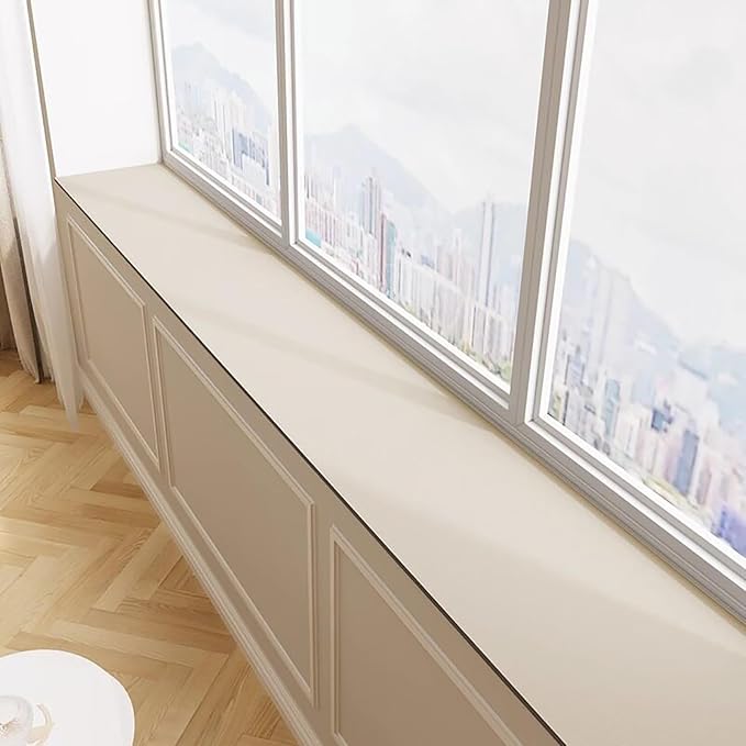 Cut-to-fit Narrow Window Sill Mat,Absorbent Window Sill Cushion Pad Non-Slip Backing,Customizable Decorative Window Sill Protector Cover for Dog Cat Pets(23.6" L x 23.6" W, Beige)