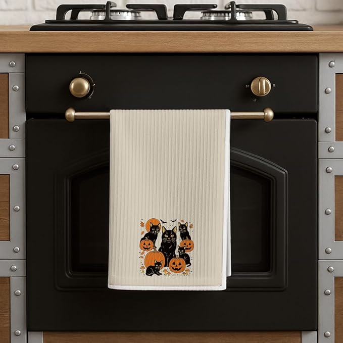 Funny Cat Pumpkin Gifts for Women Cat Mom Lover Lady, Fall Decor Kitchen Hand Towel,Dish Towels Baking Cooking Drying Cloth,Cute Hand Towel for Bathroom,Cats Themed Gifts for Halloween Birthday
