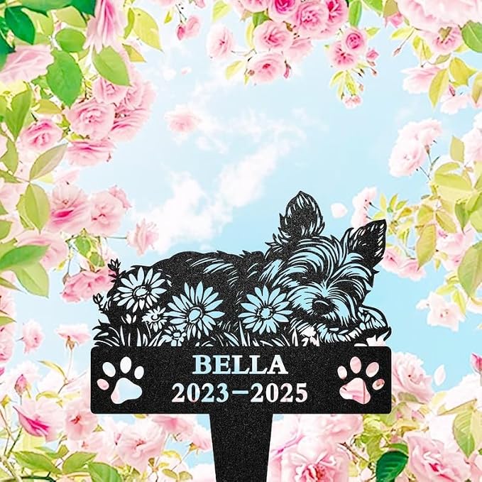 Personalized Yorkshire Terrier Memorial Garden Stake, Pet Grave Marker | Pet Memorial Gifts for Dogs, Grave Marker, Grave Decorations for Cemetery, Dog Dad Gifts, Back Yard, Garden Decor
