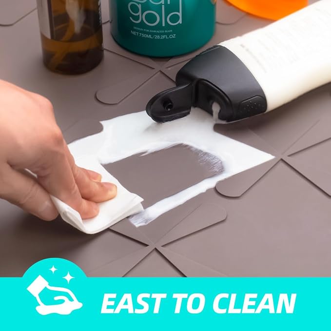 Waterproof Under Sink Mat 34" x 19" Cabinet Protector Silicone Mat | Heavy Duty Deep Drip Tray, Extra Thick Non Slip Liner for Kitchen & Bathroom, Pets, Organizer, Storage, Boots, Home Essential
