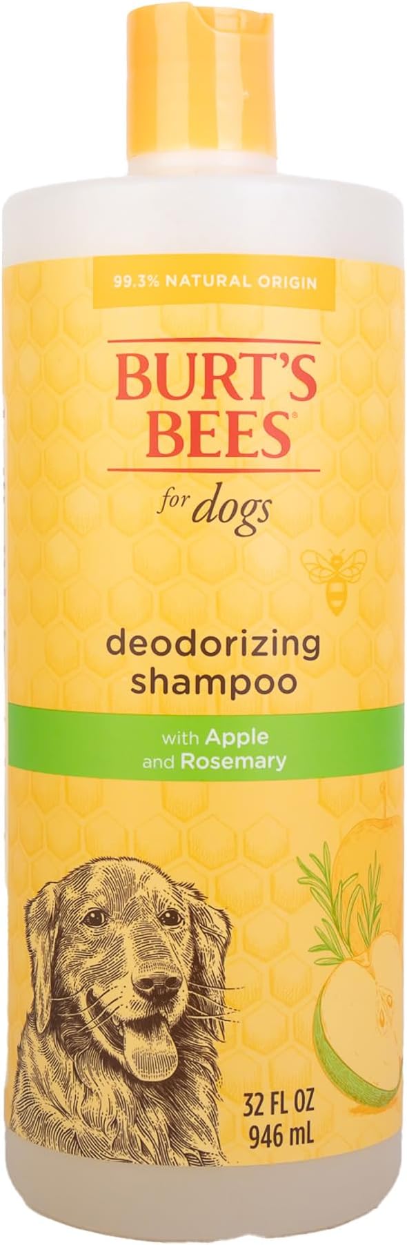 Burt's Bees for Pets Deodorizing Dog Shampoo and Conditioner with Apple and Rosemary, 95% Natural Origin, pH Balanced, No Sulfates or Parabens, for Smelly Dogs, 32 Fl Oz