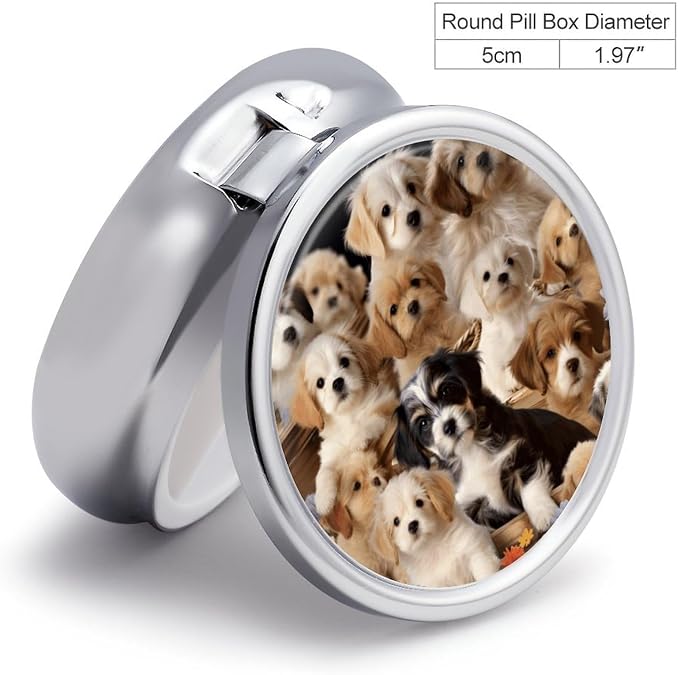 Cute Pet Dogs Pill Box 3 Compartment, Pill Case Portable for Pocket Or Purse,Pill Organizer to Hold Vitamins, Medication, Fish Oil &Supplements