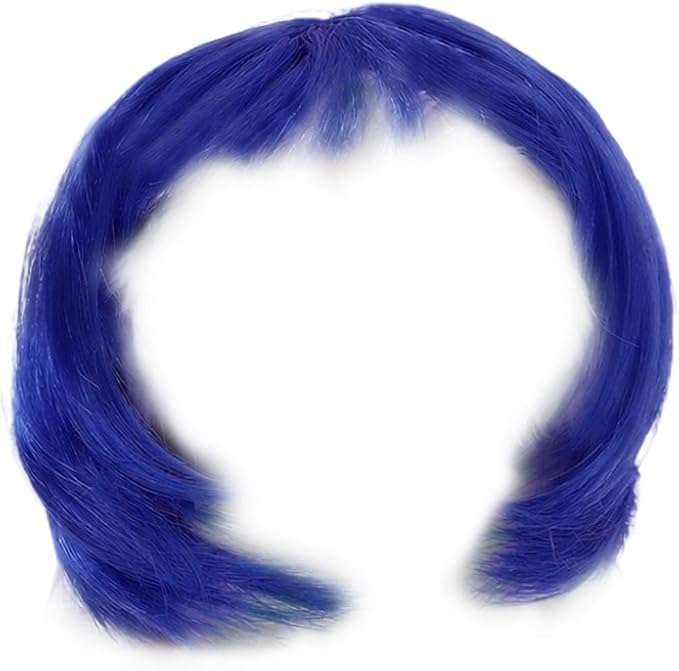 Cute Dog Wig for Small Dogs & Cat, Funny Pet Wigs Headband with Elastic Bands, 7 Inch Adjustable Dog Cat Costume Accessory for Halloween, Christmas & Cosplay (Blue)