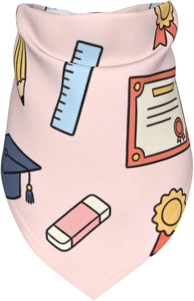 Teacher's Pet Dog Bandana,Funny Bandana Gift,Photo Prop Accessories for Dog Lovers Owner Gift,Triangle Reversible Fall Scarf, Adjustable (Light Pink)