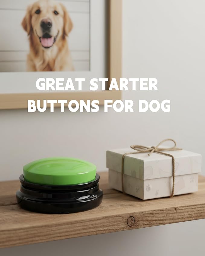Dog Talk Buttons Voice Recording Button for Communication and Pet Training 30-Second Record & Playback Talking Button for Study, Office, Family, and Kids (Green, one)