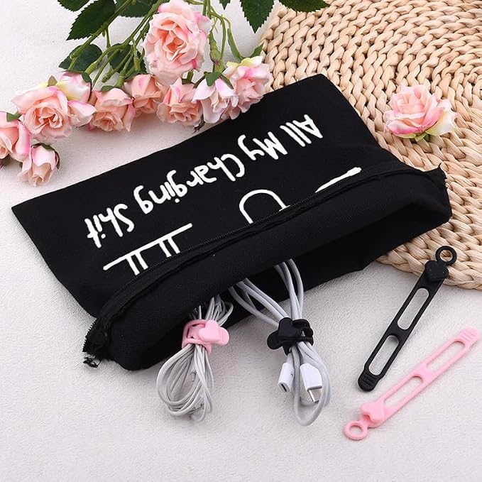 Sisadodo Charging Cable Organizer Travel Bag Toiletry Makeup Cosmetic Bags Medicine Med Toiletry Bag Pouch Diabetic Gifts Bags