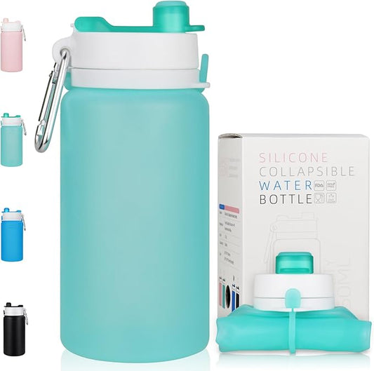 PLTCAT Collapsible Foldable BPA Free Reusable Lightweight Leak-Proof Travel Silicone Water Bottle for Travel, Gym, Hiking, Office, Camping