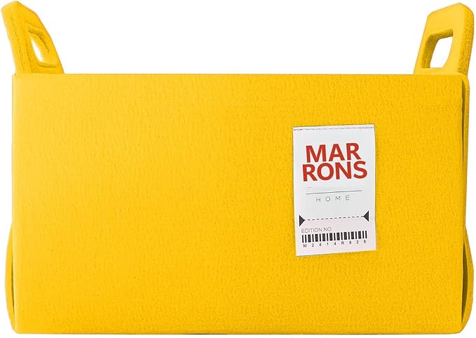 Collapsible Felt YELLOW Storage Bin Medium 11"x7.1"x7.1" – Foldable Basket with Handles for Closet, Storage, Laundry Room Organization, Decorative Storage Bins for Shelves, Cube Storage