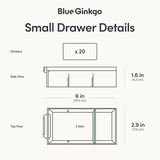 Blue Ginkgo 20-Drawer Storage Cabinet Organizer, Grey, Made in Korea | Stackable. Adjustable. Easy Visibility.