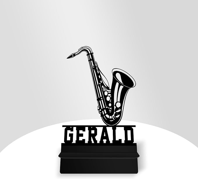 Personalized Saxophone Cell Phone Holder, Custom Name Musician Desk Stand, Metal Instrument Dock, Smartphone Stands, Music Decor Gifts For Friends, Musical Lovers, Christmas
