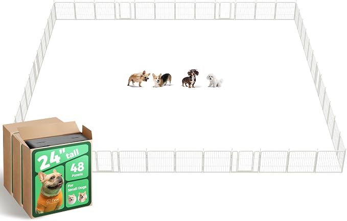 FXW Rollick Dog Playpen, Indoor, Yard & RV Camping, 24" H, 48 Panels | Easy setup, Heavy-duty, DIY layouts, Walk-through gate, for Puppies & Small Dogs, Patented