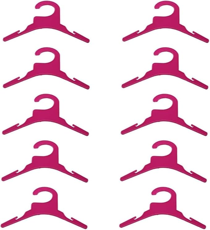 Pet Clothes Hangers 10 Pack, Plastic Non-Slip Small Animal Apparel Hanger for Dog Cat Puppy Kitten Clothing Closet Organizer Storage Rack(Pink,Small)