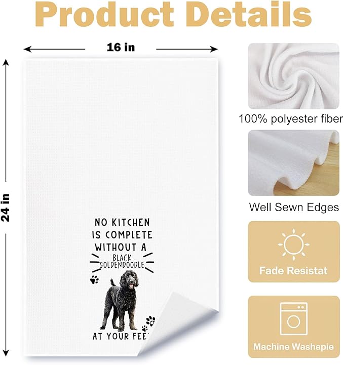 Funny Black Goldendoodle Kitchen Towels, Black Golden Doodle Gifts for Women Dish Tea Towels for Kitchen Decor, Dog Lovers Mom Gifts Decorative Hand Towel, 16x24 Inches
