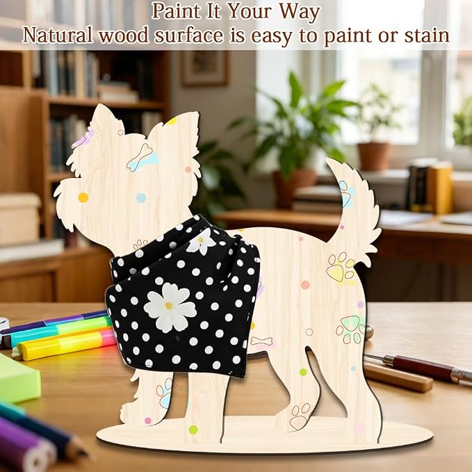 Pet Clothing Display Stand 11.8 x 11.4 x 0.2 Inch Dog Mannequin Display for Clothes Scarf Bandana Wood Dog Silhouette Stand for Pet Store Shops Window Show Photography Prop Home Decoration