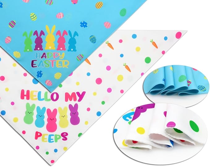 Easter Dog Bandanas 2PCS-XLarge,Adjustable Holiday Party Pets Rabbit Easter Egg Outfits,Triangle Reversible Pet Scarf for Boys and Girls,Dog Costume Gifts for Extra Large Dogs