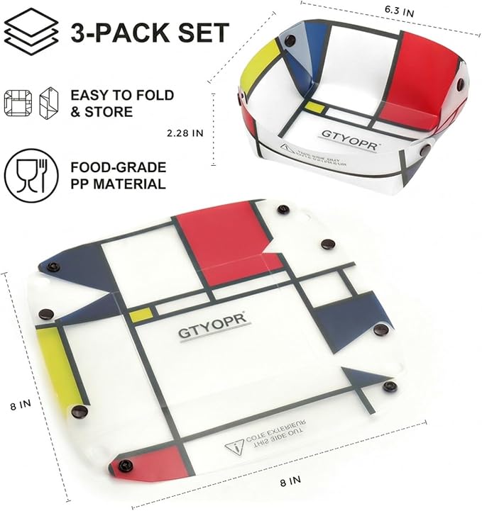 GTYOPR® Foldable Bowls 3-Pack - Collapsible, Space-Saving Design for Travel, Picnics, Outdoor Adventures | Leakproof, Lightweight Food-Grade PP (Medium)