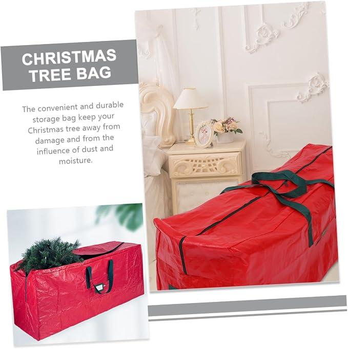 Christmas Tree Storage Bag Large Capacity Pouch for Holiday Decorations Oxford Handles Fits Trees Red