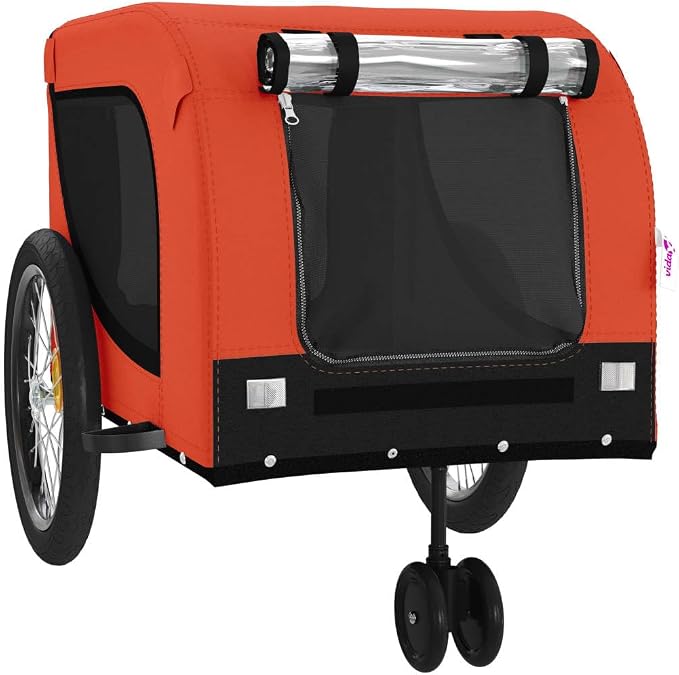 Pet Bike Trailer for Small Dogs and Cats, Oxford Fabric Cargo Cart with Iron Frame, Foldable Pet Stroller for Cycling Travel