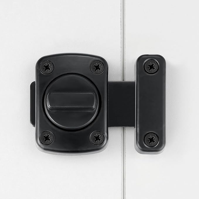 3 Pcs Black Rotating Bolt Latch,Zinc Alloy Cabinet Lock_B | Pet Door Lock, Barn Door Latch,for Drawer,Storage Box,Locker,Closet,Pet Cage,Wine Cabinet,Protect Privacy