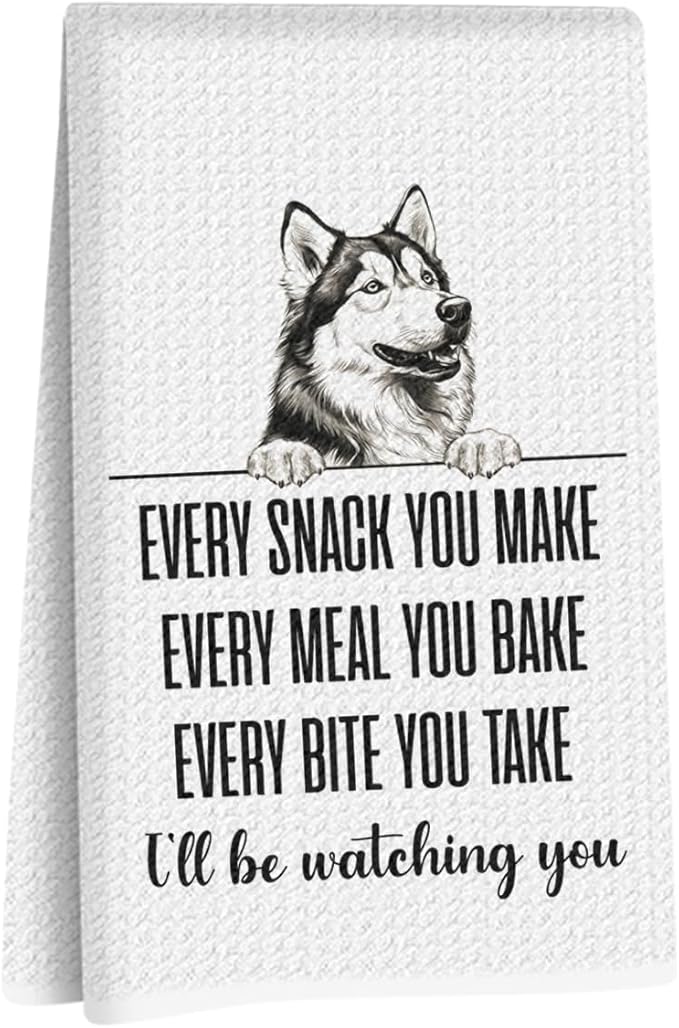 Siberian Husky Dog Kitchen Towels 24x14 Inch, Siberian Husky Gifts Reusable Dish Towels Dishcloth, Funny Puppy Every Meal You Make Hand Cloth Tea Towel for Bathroom Kitchen, Gifts for Dog Lovers