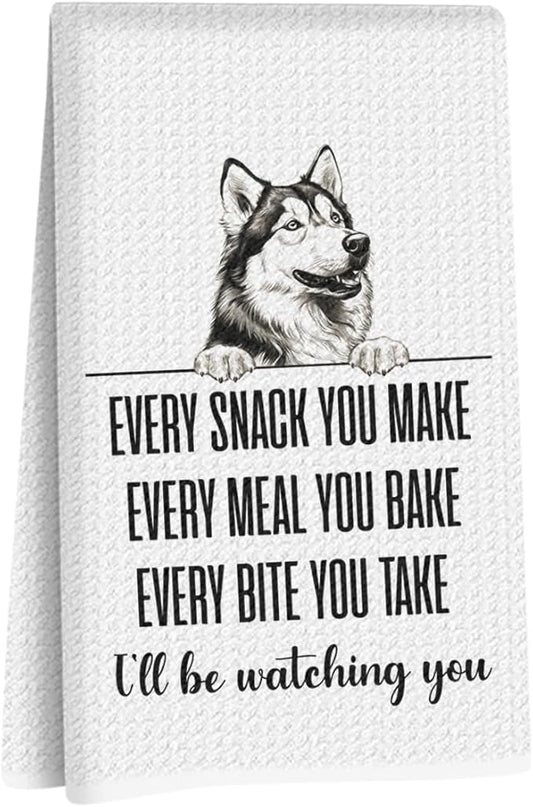 Siberian Husky Dog Kitchen Towels 24x14 Inch, Siberian Husky Gifts Reusable Dish Towels Dishcloth, Funny Puppy Every Meal You Make Hand Cloth Tea Towel for Bathroom Kitchen, Gifts for Dog Lovers