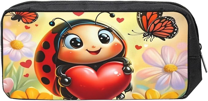 Insects Large Pencil Case, Durable Pen Bag Zipper Organizer Pouch for Office Travel for Women Men