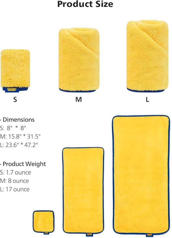 PETHROOM Ultra Absorbent Pet Towel | Quick-Drying, Soft Microfiber Dog & Cat Bath Towel | Lightweight, Durable, Fast Water-Soaking | Ideal for All Breeds (Large) 23.6" x 47.2" (Pack of 2)