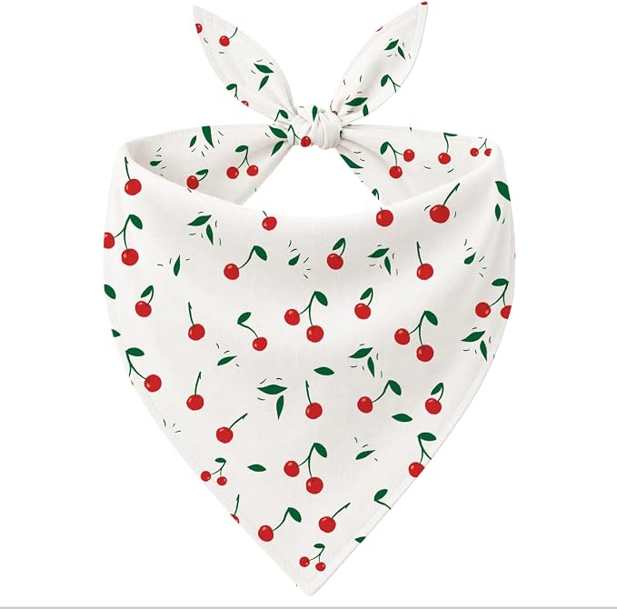 Fruit Dog Bandana, Red Berry Pattern Pet Triangle Scarf for Small Medium Large Dogs, Cute Summer Puppy Bandana for Daily Walks Picnic Photos