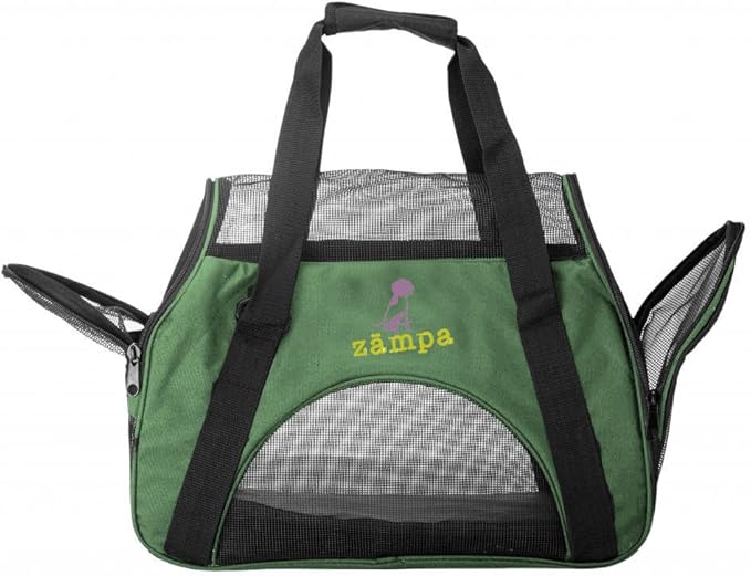 ZAMPA Soft Side Pet Travel Carrier TSA Approved, Under Seat Compatibility, airline approved for Large Cats, Medium Puppys, Small Dogs, 2 Openings, W/ Shoulder Strap.