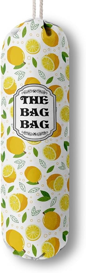 The Bag Grocery Holder, Lemon Organizer for Shopping Bags, Wall Mount Plastic Storage Container Dispenser, Kitchen Gifts for Women Family Friends Grandma Mom (C-2)