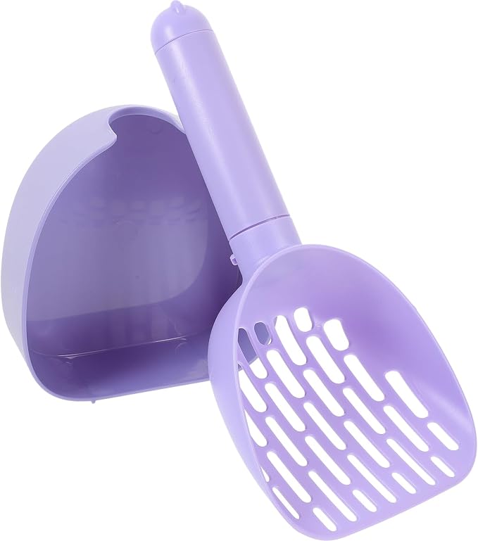 Portable Cat Litter Scoop and Sifter with Wall-Mounted Holder, Reusable Purple Shovel for Home Pet Supplies, Convenient Cleaning Tool for Cats and Dogs