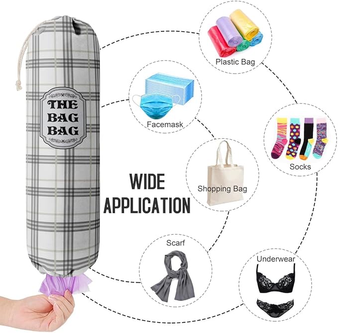 Classic Buffalo Check Plaid Grocery Bags Holder Organizer For Shopping Bags, Wall Mount Plastic Bags Storage Container Dispensers, Kitchen Housewarming Gifts For Women Family Friends Grandma Mom (A-9)