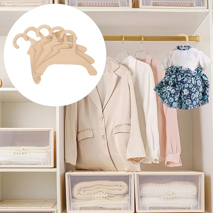 5pcs Pet Clothing Wooden Hanger 6.3 Inch 16cm Small Garment Rack | Universal Size Design, Lightweight Wood Build, Non-skid Support