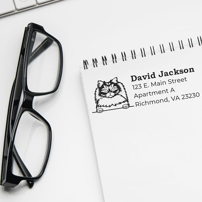 Custom British Longhair Address Stamp - Made to Order Stamps for Cat Lovers & Pet Owners - Perfect Address Stamp for Real Estate Agents - Unique Personalized Stamp, 7/8 x 2-1/4