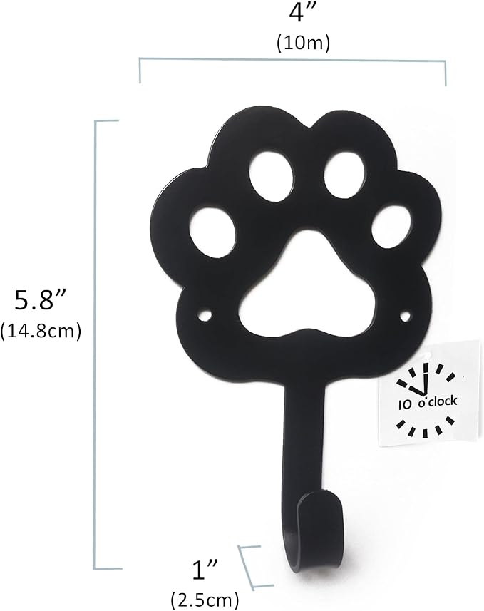10 o'clock Key Holder & Dog Leash Holder, Metal Wall Hook for Hanging ，4×6 inch(Set of 3),Dog/Cat Mom Gifts Leash Holder for Entryway, Hallway, Kitchen, Office Decoration