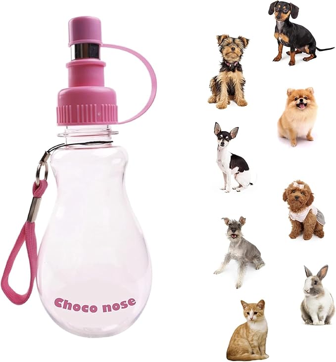 Choco Nose No-Drip Portable Travel Water Bottle for Small Dogs & Cats - Lockable Leak-Proof Design Prevents Spills in Bags & Cars, Outdoor Feeder for Puppies & Toy Breeds, 8 fl oz Blue (C258)
