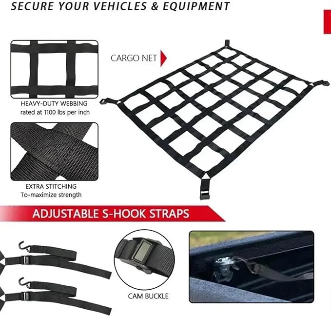 Car Nets 127X106cm/167X127cm/208X127cm Heavy Cargo Net Truck Trunk Roof Cargo Network Card For Trailer Luggage Net聽聽(L)