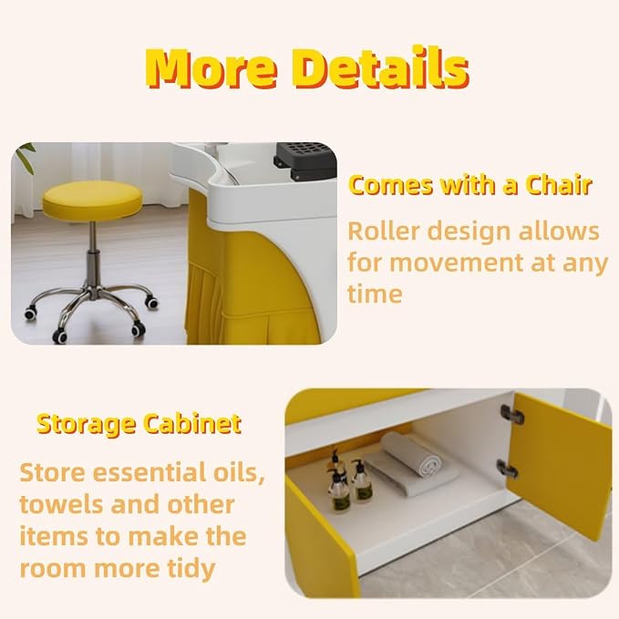 Pet Grooming Table, Head SPA Shampoo Bed, Storage Cabinet with Chair