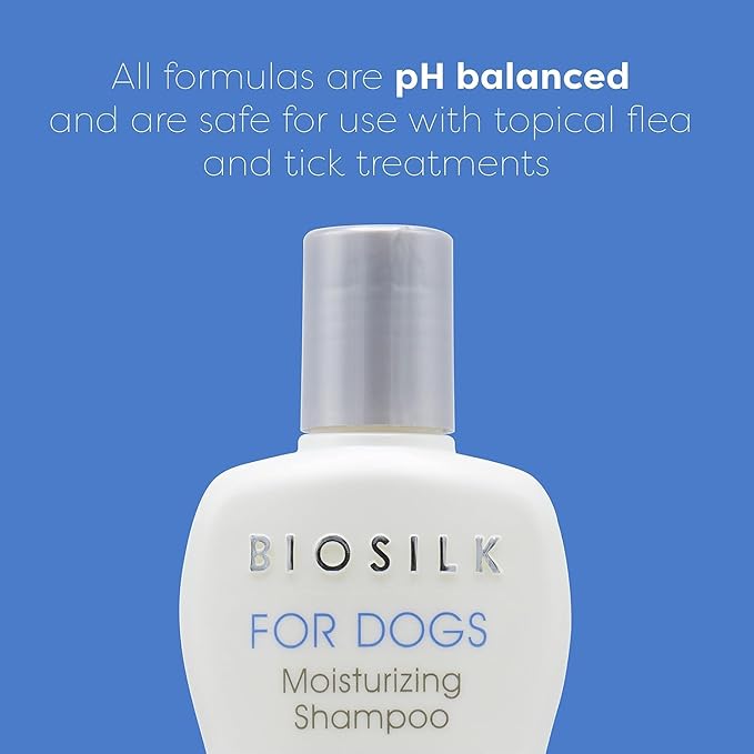 BioSilk for Dogs Silk Therapy Moisture Shampoo with Silk Proteins and Vitamins, Restores Shine and Softness, Sulfate Free, Paraben Free, pH Balanced, Made in USA, 12 Fl Oz - 2 Pack