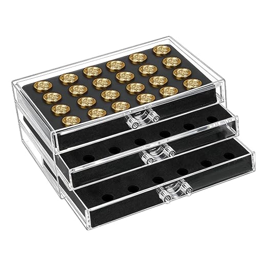 NBEADS 72-Slot Wax Seal Stamp Head Storage Organizer, PET Clear Stamp Case with 3 Drawers Wax Seal Stamp Heads Storage Case Great Tool with EVA Foam Pad for Sealing Stamps, 8.43x6.03x3.48inch