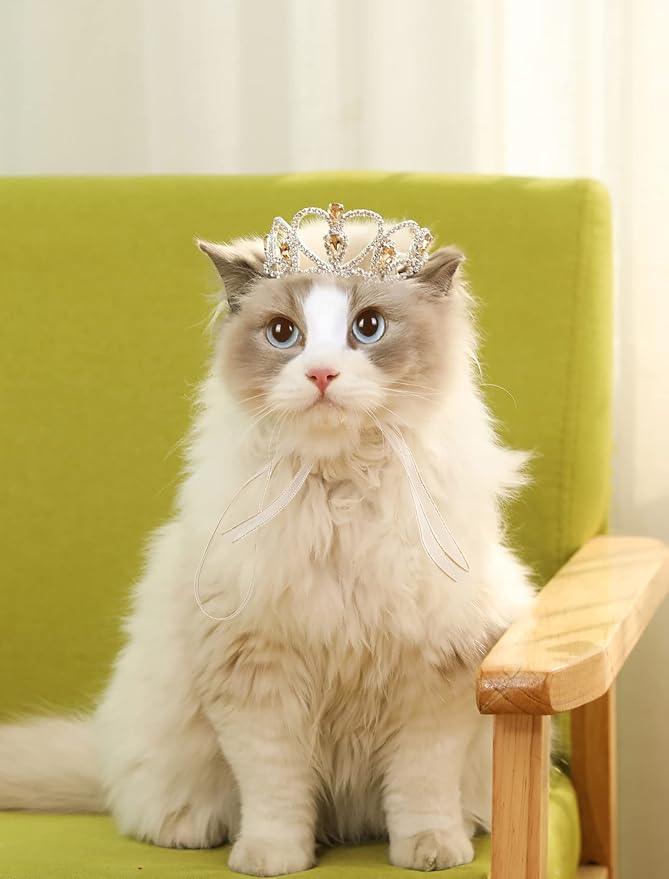 Lovelyshop Princess Pet Tiara Crown for Cats & Dogs, M, Yellow