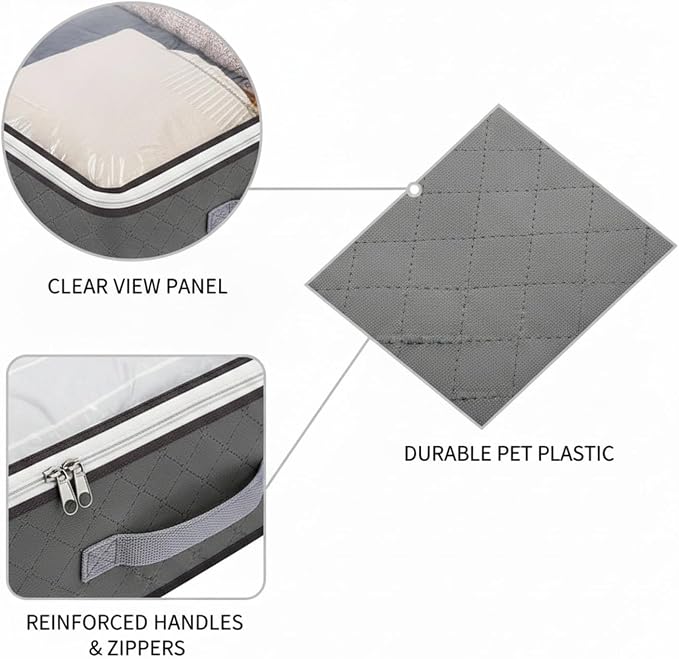 Under Bed Storage Bag with Clear Window, Foldable PET Plastic Organizer for Bedding and Clothes, Low Profile 5.9 Inch Height (1 PC)