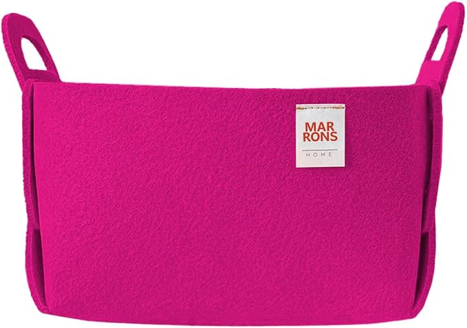 Collapsible Felt MAGENTAPINK Storage Bin Small 7.1"x5.1"x5.1" – Foldable Basket with Handles for Closet, Storage, Laundry Room Organization, Decorative Storage Baskets for Shelves, Nursery