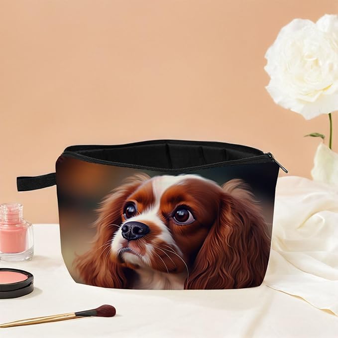 Cavalier King Charles Spaniel Animal Print Women's Cosmetic Bag Makeup Bag Gifts for Dog Lovers