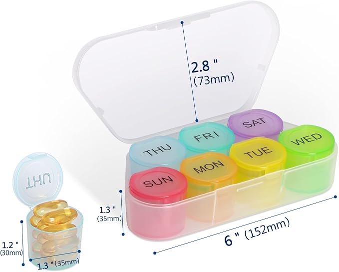 NatureTouch Weekly Pill Organizer, BPA Free Medicine Organizer Rainbow 7 Day Pill Box, Daily Portable Pill Conatainer for Pills/Vitamin/Fish Oil/Supplements [Lastest Version]