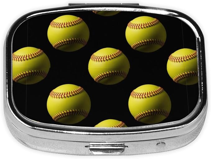 Custom Pill Box Engraved Medicine Organizer Personalized Gifts Pharmacist Nurse Retirement Present, Softball Black