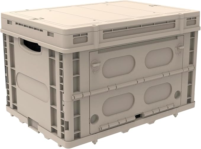 LEADALLWAY Locking Storage Baskets for 3-in-1 Folding Camping Cart – 63L Expandable Capacity, Secure Snap-On Lid, Quick-Access Side Panels – Fits Tents, Chairs & Doubles as Home Organization Bins